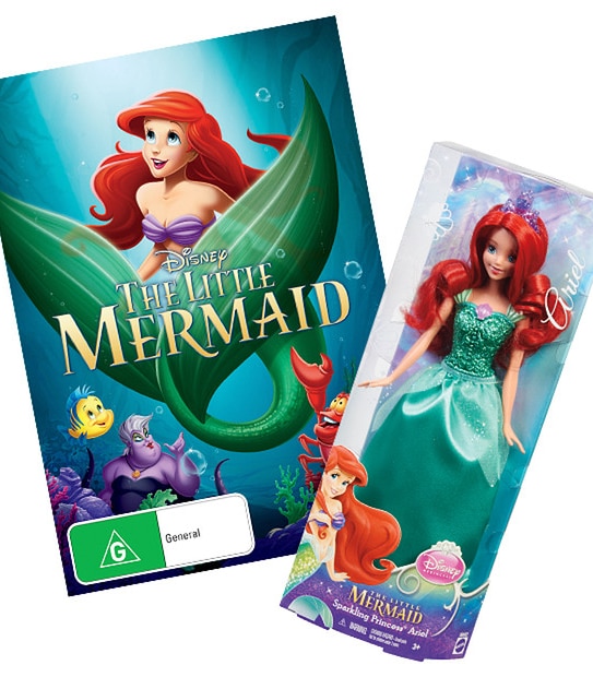Disney Princess The Little Mermaid Sparkling Princess Ariel + The Little Mermaid DVD Bundle