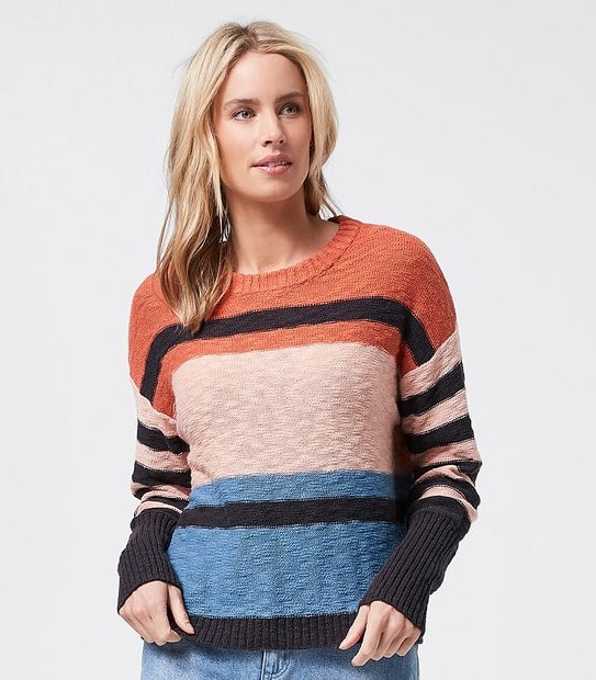 Piping Hot Drop Shoulder Jumper - Orange Stripe