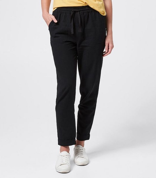 Piping Hot Rolled Hem Pants - Charcoal Black