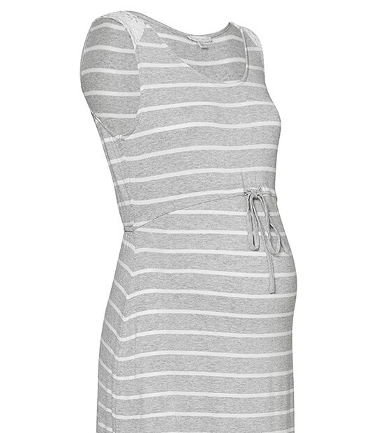 Maternity Maxi Dress - Grey / White