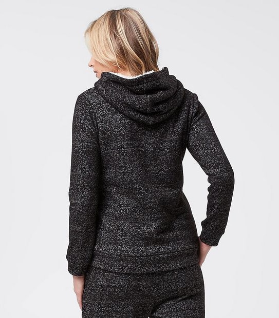 Piping Hot Sherpa Hoodie Jumper - Black/White Marle