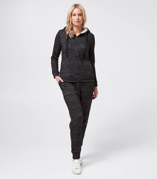 Piping Hot Sherpa Hoodie Jumper - Black/White Marle