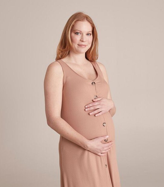 Maternity Ribbed Button Through Dress