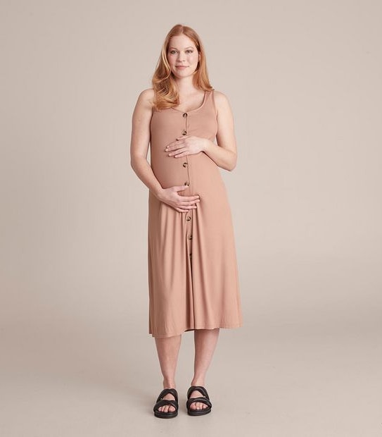 Maternity Ribbed Button Through Dress