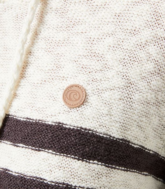 Piping Hot Chunky Pullover Knitted Hoodie Jumper - Cream/Black Stripe