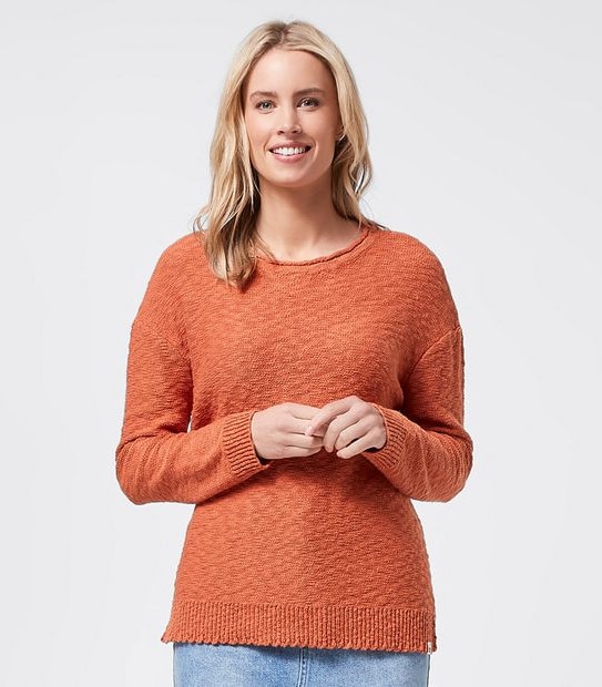 Piping Hot Drop Shoulder Knitted Jumper - Peach