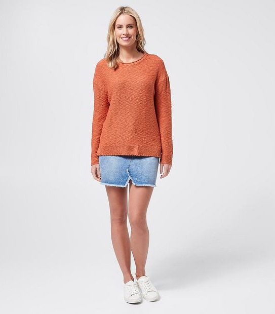 Piping Hot Drop Shoulder Knitted Jumper - Peach