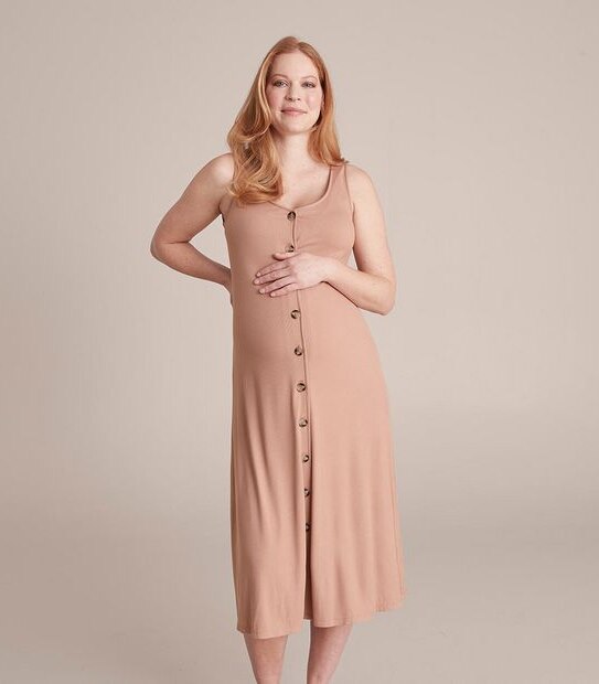 Maternity Ribbed Button Through Dress