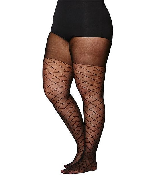 Belle Curve Sheer Diamond Fashion Tights