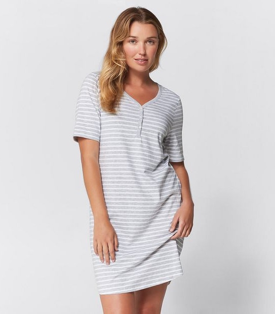 Striped Henley Sleep T-Shirt Nightie