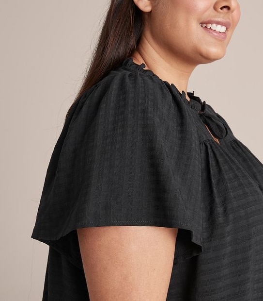 Curve Flutter Sleeve Tie Front Top