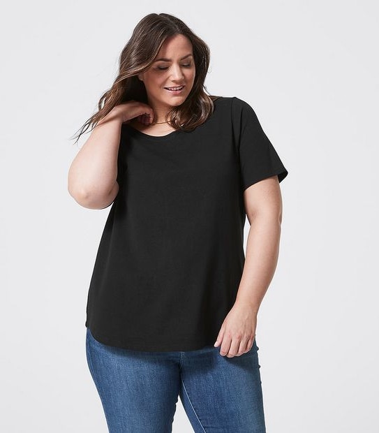 Belle Curve Organic Cotton Crew Neck T-Shirt - Black