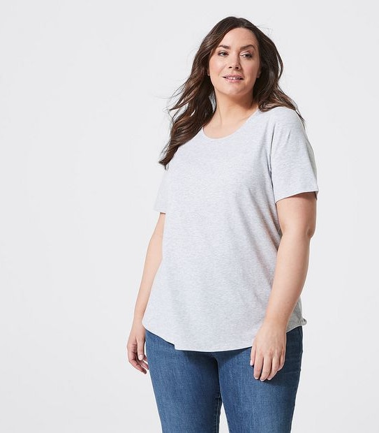 Belle Curve Organic Cotton Crew Neck T-Shirt - Grey Marle