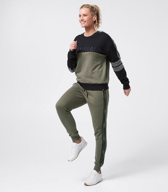 Lonsdale London Morely Jacquard Trackpants - Khaki Green