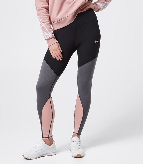 Lonsdale London Paignton Full Length Colour Blocked Leggings - Black/Pink