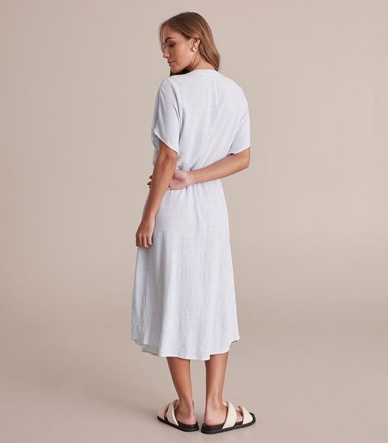 Tie Waist Button Through Maxi Dress