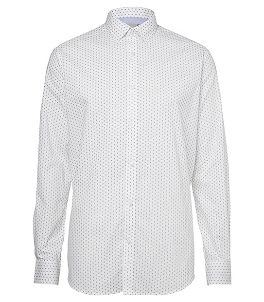 Men's Tailored Fit Cotton Rich Shirt - White/Lilac 1 of 3