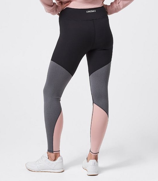 Lonsdale London Paignton Full Length Colour Blocked Leggings - Black/Pink
