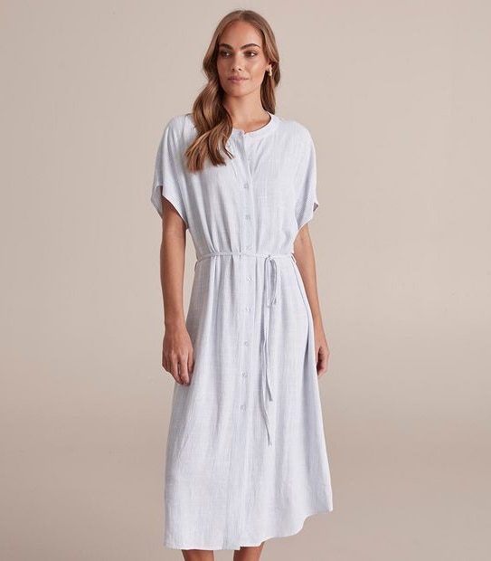 Tie Waist Button Through Maxi Dress