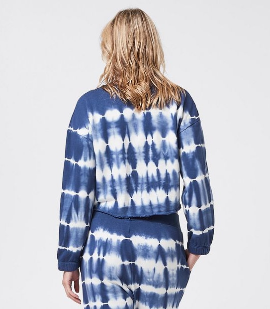 Piping Hot Crop Crew Jumper - Blue/White Tie Dye