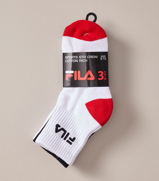 3 Pack Fila Sports Qtr Crew Socks