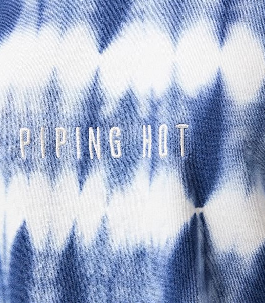 Piping Hot Crop Crew Jumper - Blue/White Tie Dye