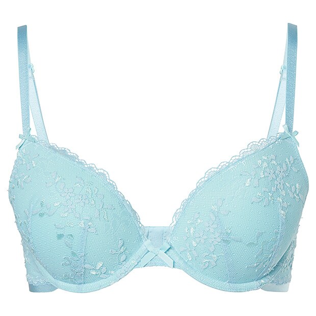 Lily Loves Meadow Lace Push-Up Plunge Bra - Seafoam