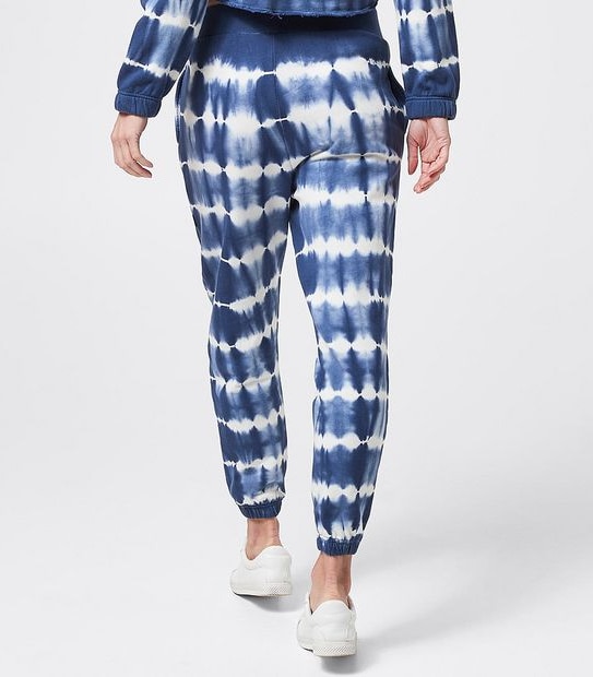 Piping Hot High Waisted Trackpants - Blue/White Tie Dye