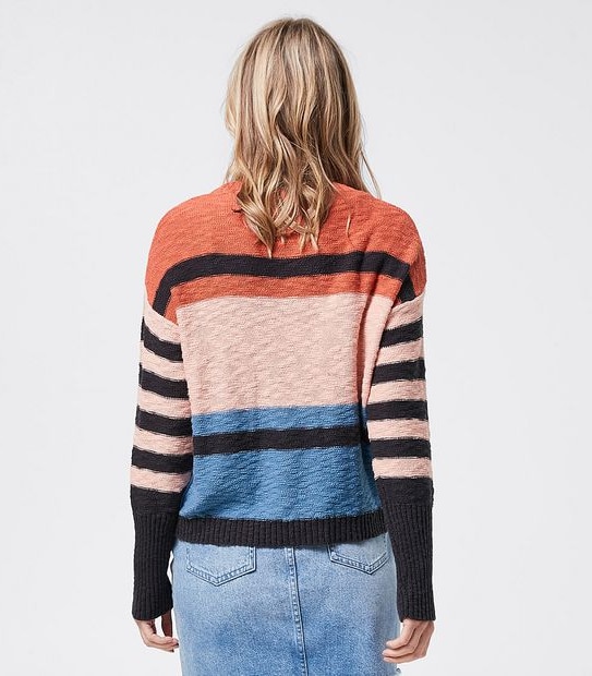 Piping Hot Drop Shoulder Jumper - Orange Stripe