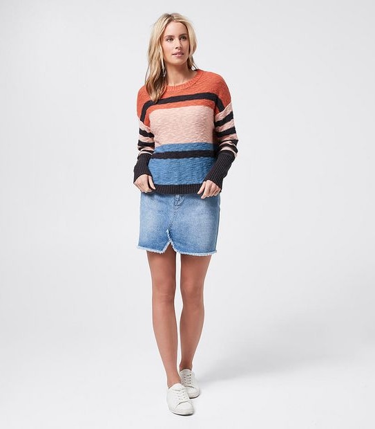 Piping Hot Drop Shoulder Jumper - Orange Stripe