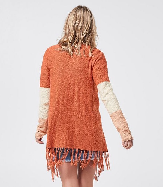 Piping Hot Waterfall Block Cardigan - Peach