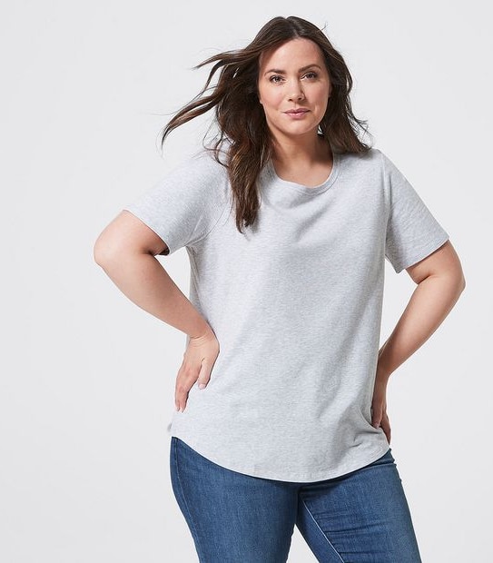 Belle Curve Organic Cotton Crew Neck T-Shirt - Grey Marle