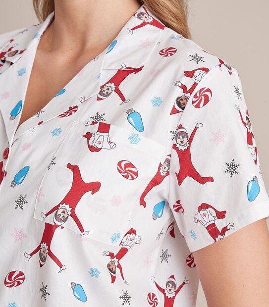 Womens Elf On The Shelf Family Matching Cotton Pyjama Set
