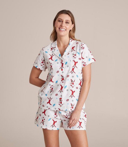Womens Elf On The Shelf Family Matching Cotton Pyjama Set