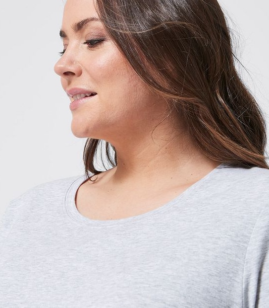 Belle Curve Organic Cotton Crew Neck T-Shirt - Grey Marle