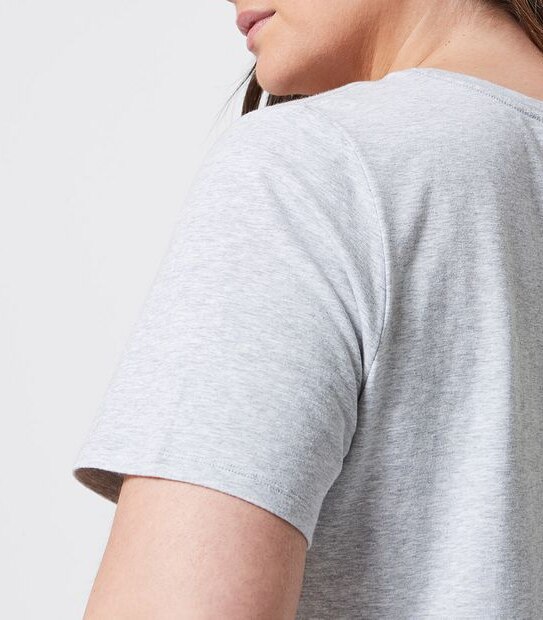 Belle Curve Organic Cotton Crew Neck T-Shirt - Grey Marle