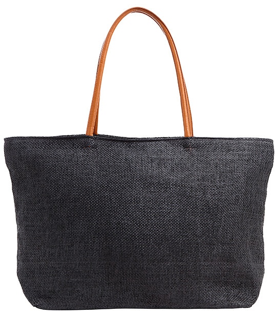 Paper Straw Beach Bag - Black