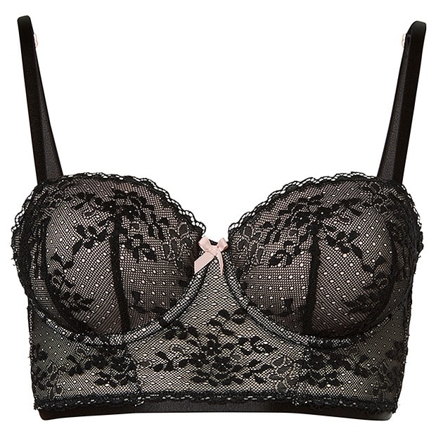 Lily Loves Meadow Lace Longline Balconette Bra - Black