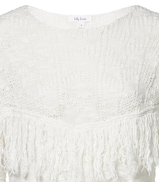 Lily Loves Fringe Jumper - Cream