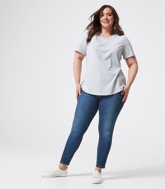 Belle Curve Organic Cotton Crew Neck T-Shirt - Grey Marle