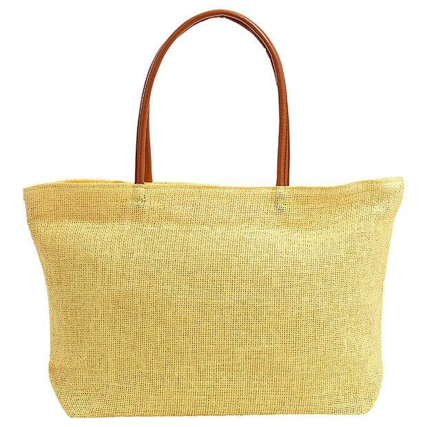 Paper Straw Beach Bag - Yellow Paper Straw Beach Bag - Yellow
