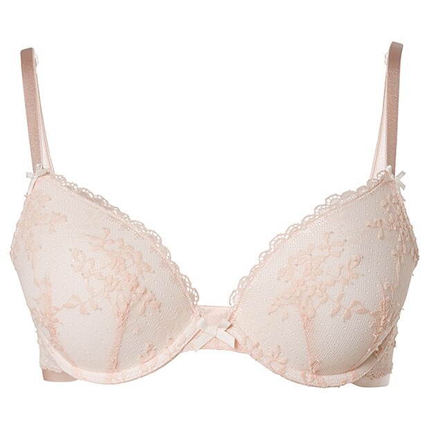 Lily Loves Meadow Lace Push-Up Plunge Bra - Skin