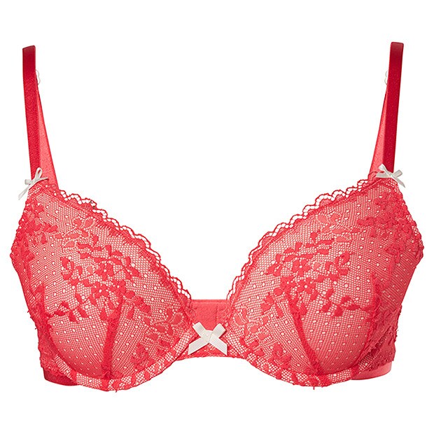 Lily Loves Meadow Lace Push-Up Plunge Bra - Teaberry