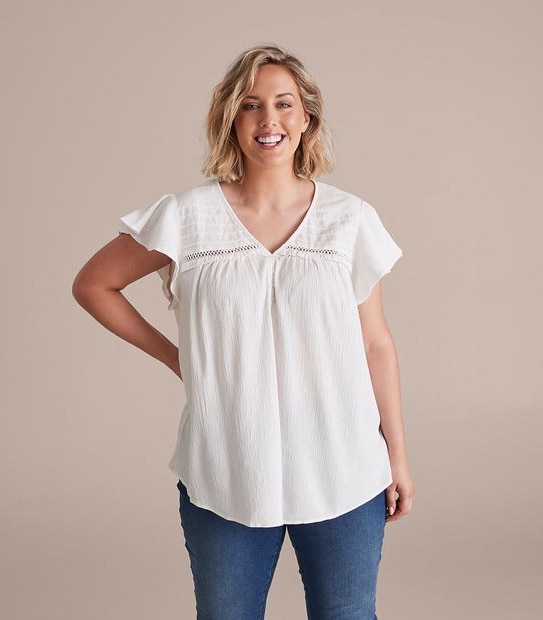 Curve Lace Spliced Trim Dallas Blouse