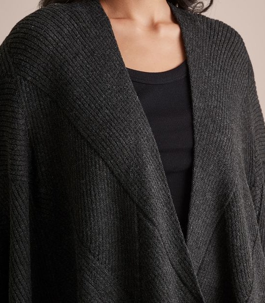 Knit Wrap - Stitch Detail Charcoal