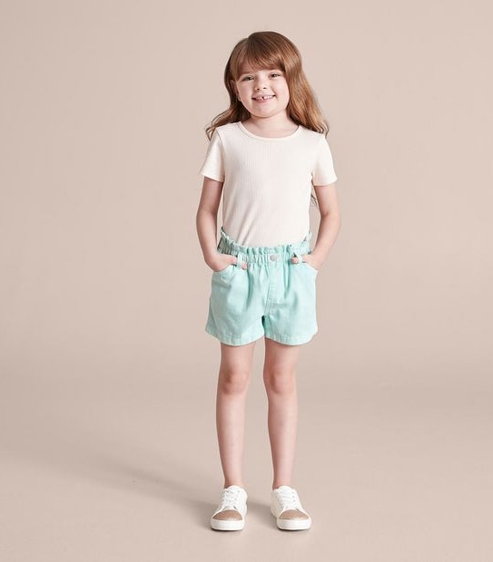 JP252927_02 GARMENT DYED PAPERBAG DENIM SHORT GRN Target Australia