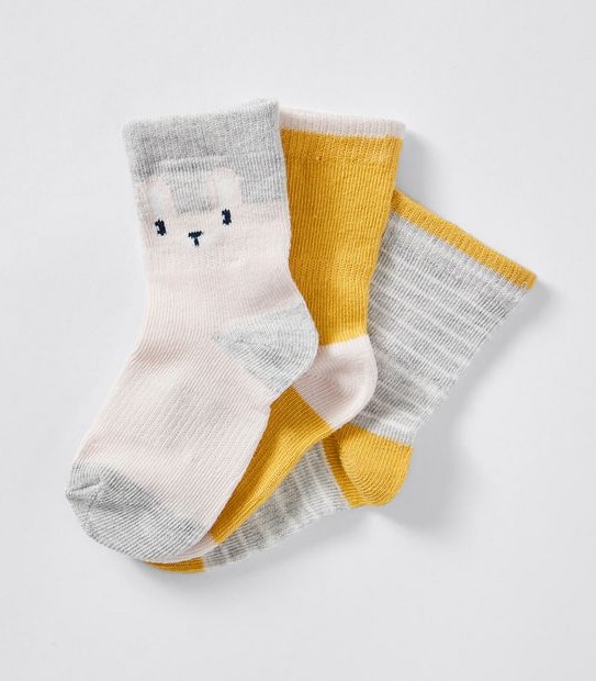 Organic Cotton 3 Pack Baby Bunny Socks 