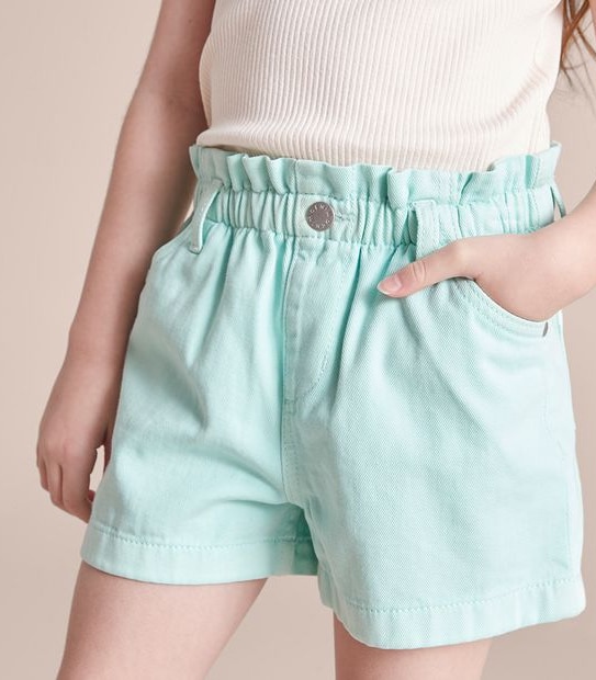 JP252927_02 GARMENT DYED PAPERBAG DENIM SHORT GRN Target Australia