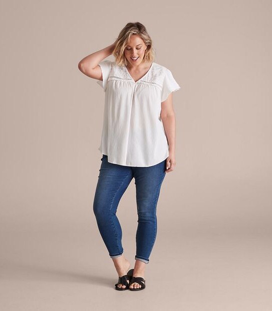Curve Lace Spliced Trim Dallas Blouse