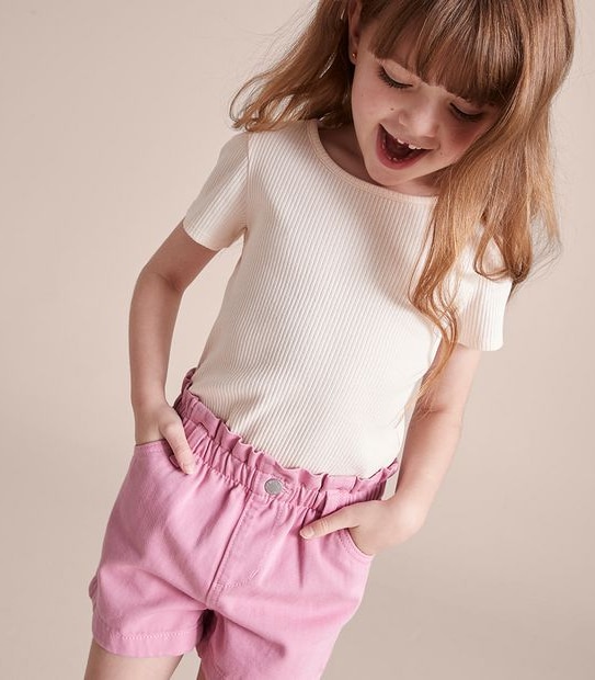 JP252927_01 GARMENT DYED PAPERBAG DENIM SHORT PINK Target Australia